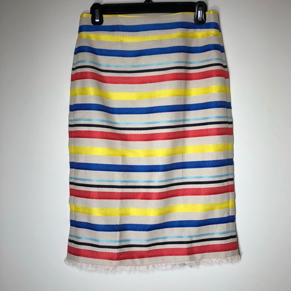 J. Crew Striped Fringe Hem Pencil Skirt